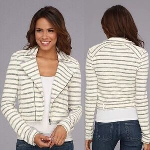 BCBGMAXAZRIA Levi Stripe Moto Knit Jacket